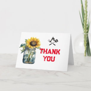 Carte De Remerciements Baby BBQ rouge plaid en vichy photo baby shower