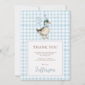 Carte De Remerciements Baby Blue One Lucky Duck 1er anniversaire (Devant)