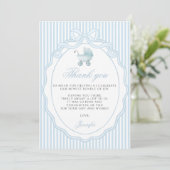 Carte De Remerciements Baby Blue Stroller Bow Boy Shower (Debout devant)