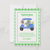 Carte De Remerciements Baby Boy Elephant & Monkey Golf Baby shower (Devant)