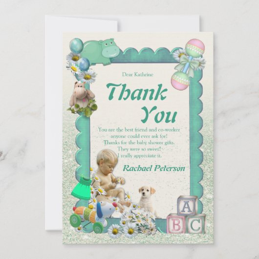 Carte De Remerciements Baby Boy Shower Tweets (Devant)