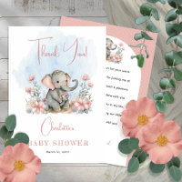 Baby Elephant Girl Floral Baby shower rose