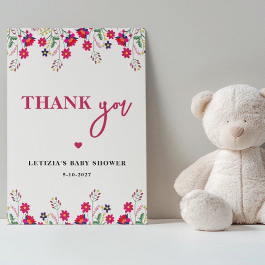 Carte De Remerciements Baby Floral mexicain en Baby shower de fleurs
