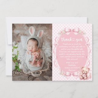Carte De Remerciements Baby Girl Baby Shower Thank You Card with Photo