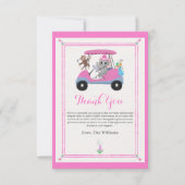 Carte De Remerciements Baby Girl Golfing Elephant & Monkey Douche (Devant)