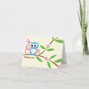 Carte De Remerciements Baby Girl Owl Thank You Note Card
