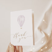 Carte De Remerciements Baby Girl rose Hot Air Balloon