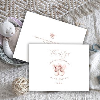 Carte De Remerciements Baby Girl Shoes The Nursery of Kids Thank You 