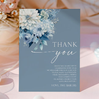 Carte De Remerciements Baby In Bloom Bleu Poussiéreux Fleur Baby Shower