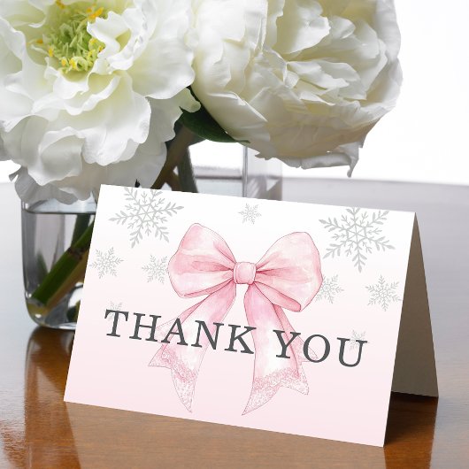 Carte De Remerciements Baby It’s Cold Outside Pink Bow