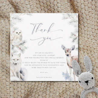 Carte De Remerciements Baby It's Cold Outside Winter Woodland Baby Shower