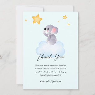 Carte De Remerciements Baby Koala Attend Pour Le Baby shower Étoile