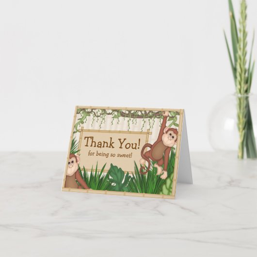 Carte De Remerciements Baby Monkey Thank You Note Card (Devant)