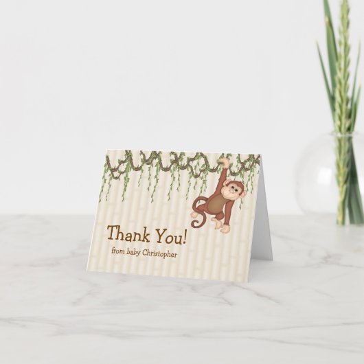 Carte De Remerciements Baby Monkey Thank You Note Card (Devant)