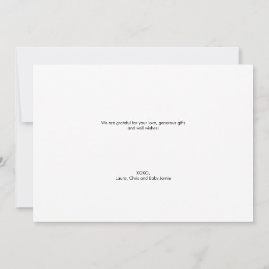 Carte De Remerciements Baby Photo Modern Handlettering script Birth (Dos)