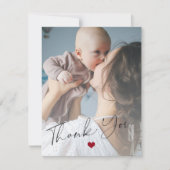 Carte De Remerciements Baby shower 2 photos script simple moderne (Devant)