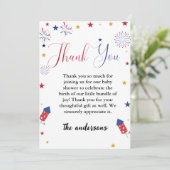 carte de remerciements Baby shower 4 juillet (Debout devant)