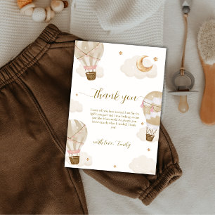 Carte De Remerciements Baby shower à bulle à air chaud Boho moderne et él