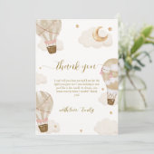 Carte De Remerciements Baby shower à bulle à air chaud Boho moderne et él (Debout devant)