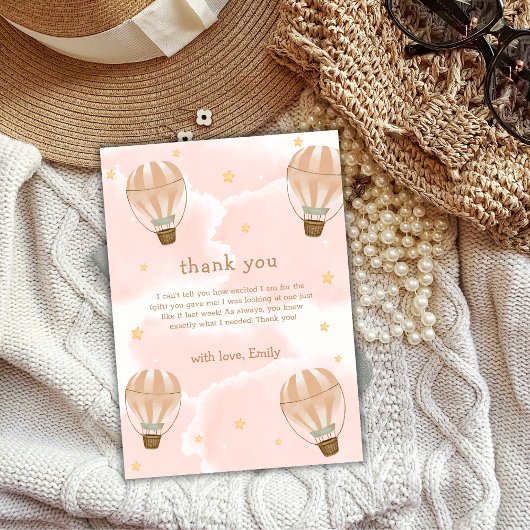Carte De Remerciements Baby shower à bulle à air chaud neutre doux