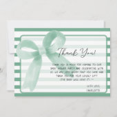 Carte De Remerciements Baby shower à mât de menthe d'aquarelle (Devant)