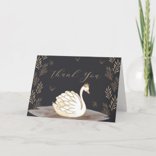 Carte De Remerciements Baby shower à papillon noir élégant Princess Swan