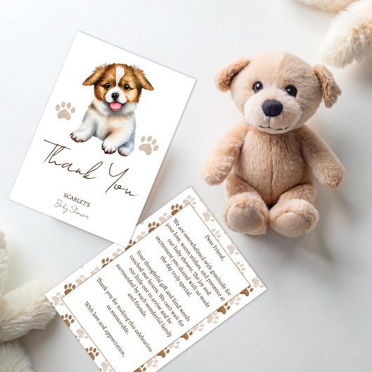 Carte De Remerciements Baby shower à thème chien chiot