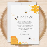 Carte de remerciements Baby shower abeilles