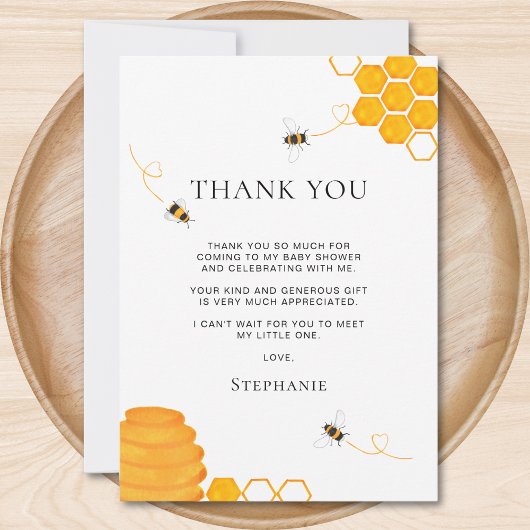 Carte de remerciements Baby shower abeilles