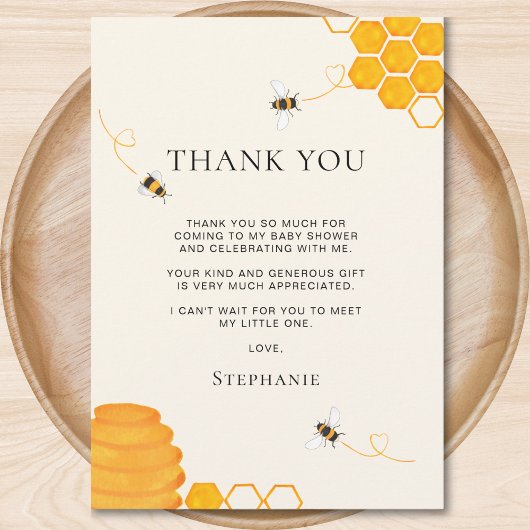 Carte de remerciements Baby shower abeilles