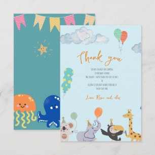 Carte De Remerciements Baby shower animal mou