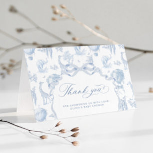 Carte De Remerciements Baby shower animal Toile de Jouy Safari