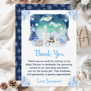 Carte De Remerciements Baby Shower Animaux Arctiques Aurores Boréales