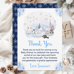 Carte De Remerciements Baby Shower Animaux Arctiques Merveilleux Hiver