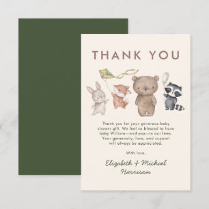 Carte De Remerciements Baby Shower Animaux de la Forêt