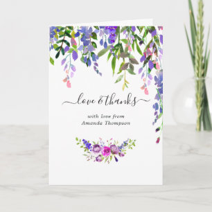 Carte De Remerciements Baby-Shower aquarelle fleurs violettes
