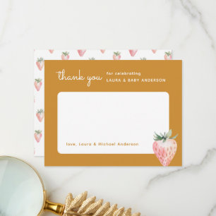 Carte De Remerciements Baby Shower Aquarelle Fraise Douce Baby Shower