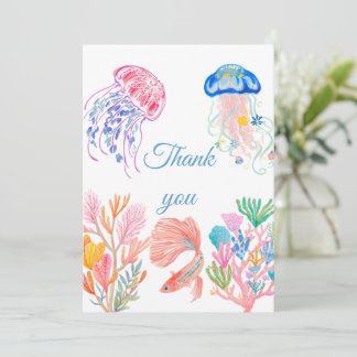 Carte De Remerciements Baby Shower aquarelle sous la mer
