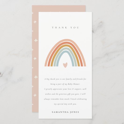 Carte De Remerciements Baby shower Arc-en-ciel bleu-bleu-blanc élégant (Devant / Derrière)