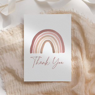 Carte De Remerciements Baby shower arc-en-ciel en bois rose en terre cuit