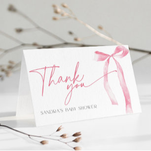 Carte De Remerciements Baby Shower Arc-en-ciel Rose Minimal