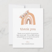 Carte De Remerciements Baby shower arc-en-ciel rose Pampas Grass Boho (Devant)