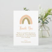 Carte De Remerciements Baby shower arc-en-ciel Simple Rose Gold Boho (Debout devant)