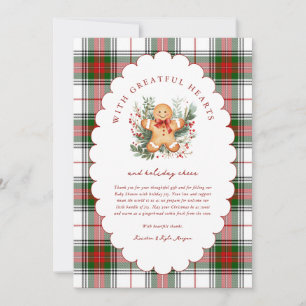 Carte De Remerciements Baby Shower au Pain d'Épice de Noël