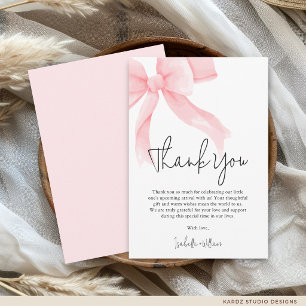 Carte De Remerciements Baby Shower au Ruban Rose Élégant