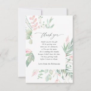 Carte De Remerciements Baby Shower au Vert Pâle et Rose