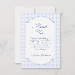 Carte De Remerciements Baby shower au vichy bleu