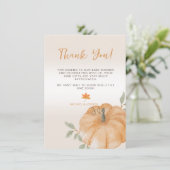 Carte De Remerciements Baby shower Automne Petit Citrouille (Debout devant)