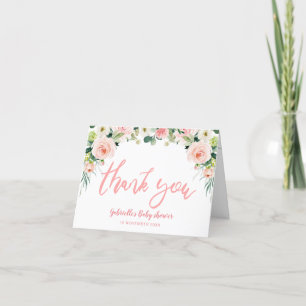 carte de remerciements baby shower aux fleurs de r