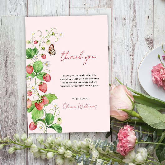 Carte De Remerciements Baby shower aux fraises